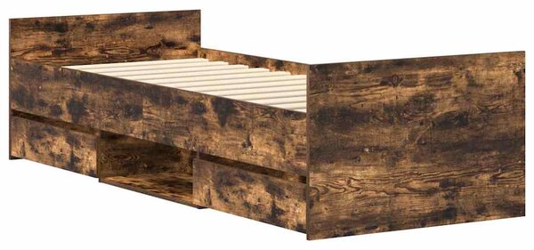 Rám postele s hlavovým a nožním čelem kouřový dub 75 x 190 cm 3203821