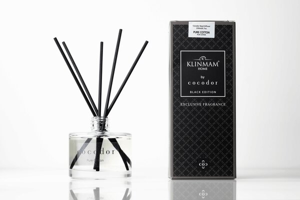 Aroma difuzér Cocodor Black Edition Reed Pure Cotton s vůní čisté bavlny 200 ml