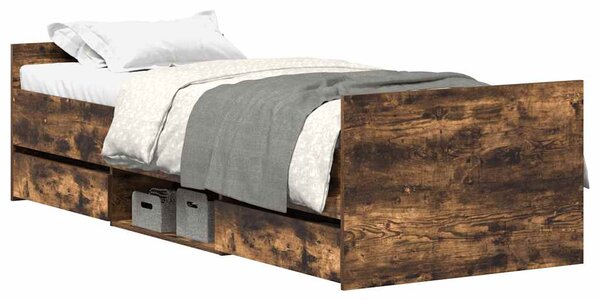 Rám postele s hlavovým a nožním čelem kouřový dub 75 x 190 cm 3203821