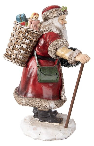 Vánoční dekorace socha Santa s nůší dárků - 14*12*20 cm - Clayre & Eef