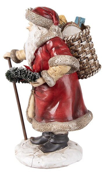 Vánoční dekorace socha Santa s nůší dárků - 14*12*20 cm - Clayre & Eef