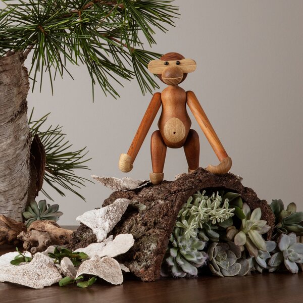 Dřevěná opička Monkey Small Teak Limba 20 cm
