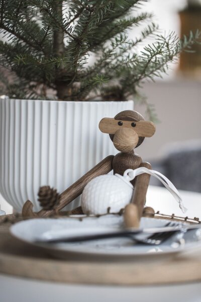 Dřevěná opička Monkey Small Teak Limba 20 cm