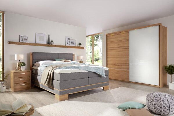 POSTEL BOXSPRING, 180/200 cm, šedá, barvy buku Linea Natura - Manželské postele
