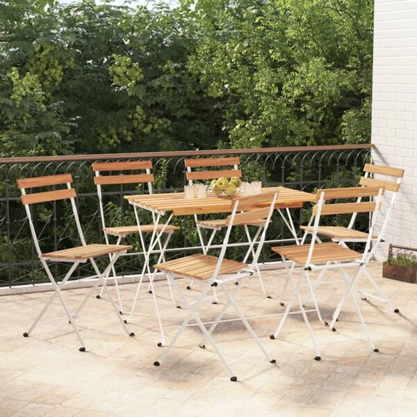 7dílný skládací bistro set masivní akáciové dřevo a ocel