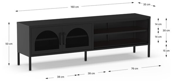 Černý TV stolek 160x50 cm Diora – Marckeric