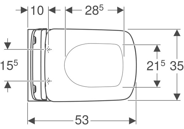 Geberit Selnova Square wc mísa se sedátkem s pomalým sklápěním závěsná bez splachovacího kruhu bílá 501.961.00.1