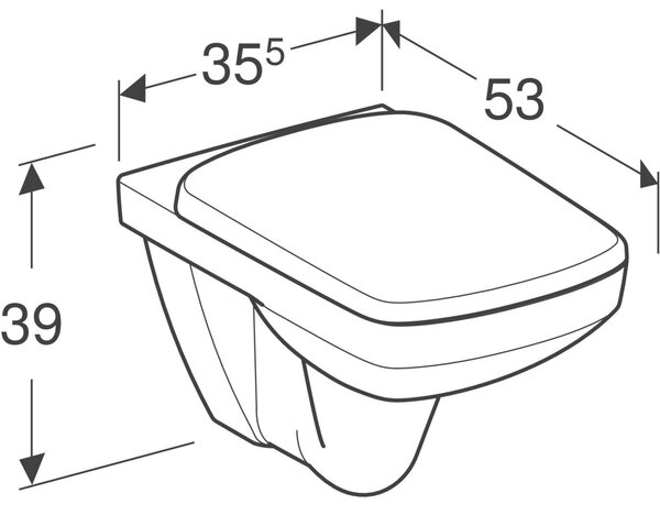 Geberit Selnova Square wc mísa se sedátkem s pomalým sklápěním závěsná bez splachovacího kruhu bílá 501.961.00.1