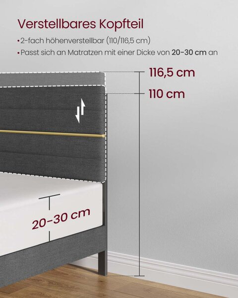 Manželská postel 140 cm RMB504G01 šedá