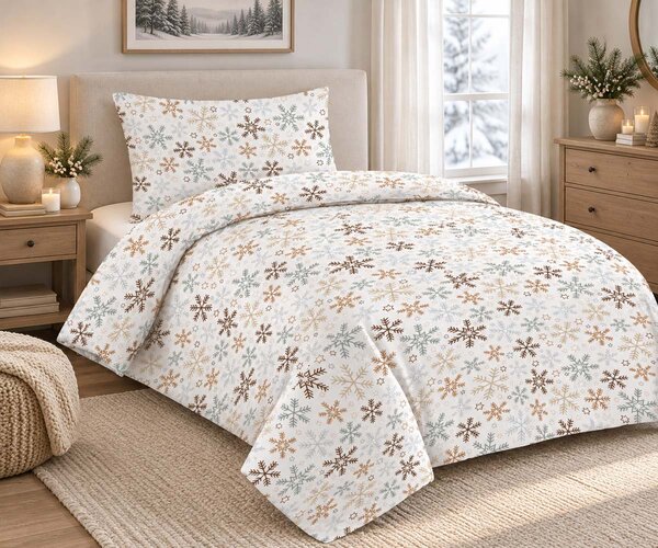 Jahu Cotton House Vločka hnědá bavlněné povlečení Rozměr: 1x 70 x 90 a 1x 140 x 200 cm