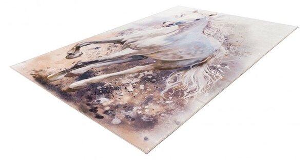 Dětský koberec s bílým koněm Torino Kids 235 white horse 80x120 cm