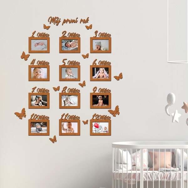 Dřevo života | Fotorámečky pro miminko - můj první rok | Barva: Třešeň | Rozměry (cm): 13x9