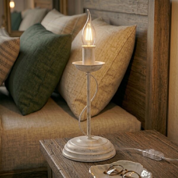 Stolní lampa ANTON 1xE14/60W/230V bílá patina