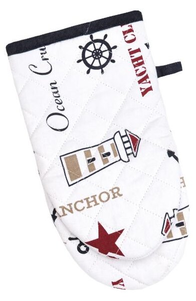 Chňapka DEKORO sailing bílomodročervená 15 x 30 cm