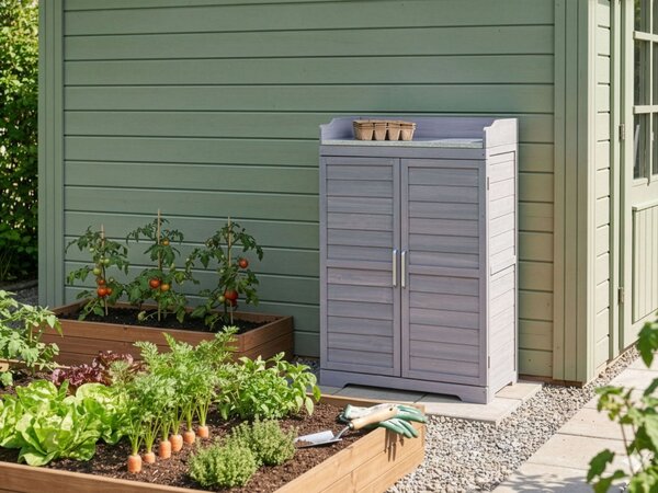 Přesazovací stolek TEREVILLE Borovicové dřevo 100 cm 67 cm Šedá