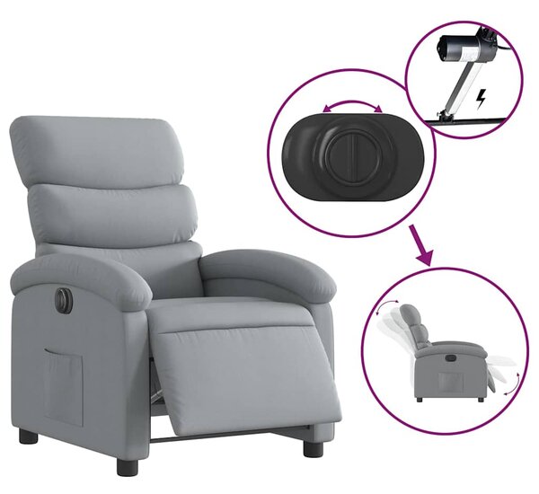 Elektrické polohovací křeslo světle šedé textil 3203954