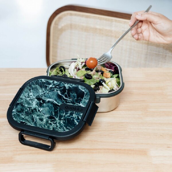 Quokka Nerezový Lunch box, 1l, Quokka, black marble