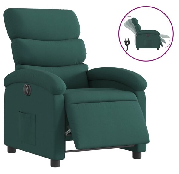 Elektrické polohovací křeslo tmavě zelené textil 3203960