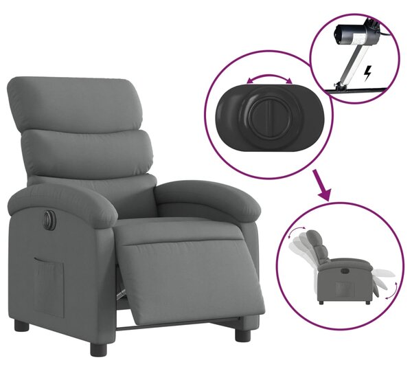 Elektrické polohovací křeslo tmavě šedé textil 3203955