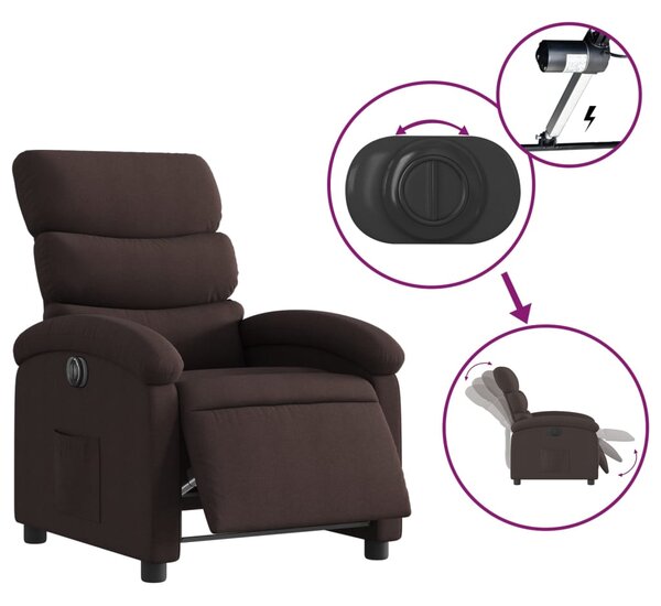 Elektrické polohovací křeslo tmavě hnědé textil 3203959