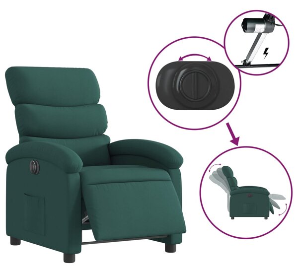 Elektrické polohovací křeslo tmavě zelené textil 3203960