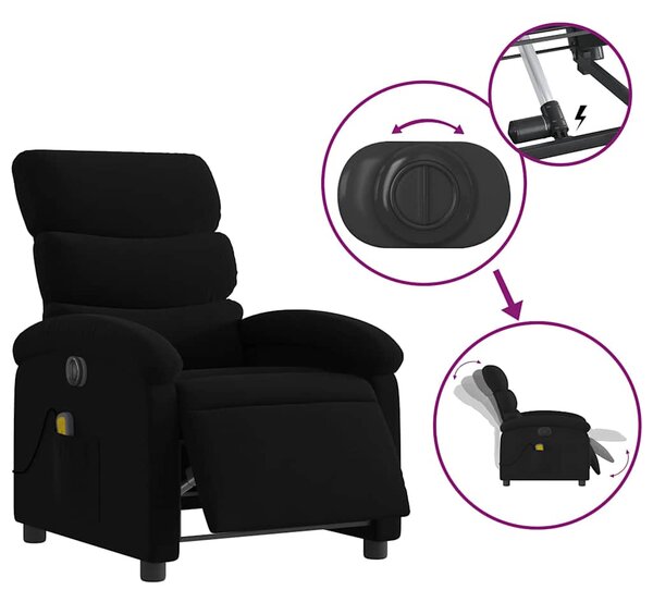 Elektrické masážní polohovací křeslo černé textil 3203968