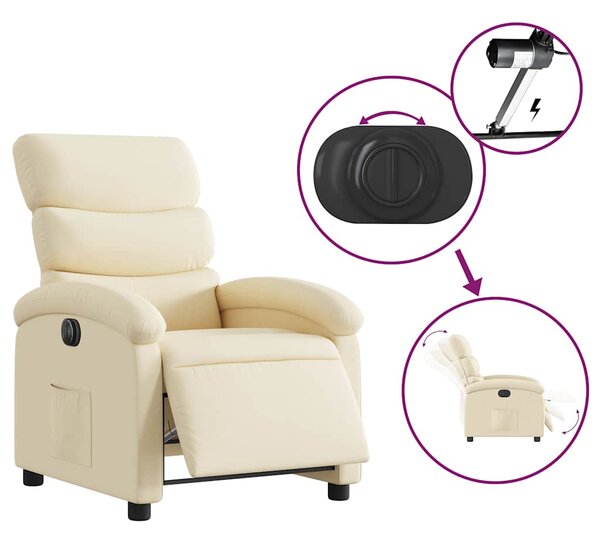 Elektrické polohovací křeslo krémové textil 3203963