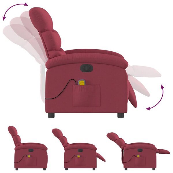 Elektrické masážní polohovací křeslo vínové textil 3203969
