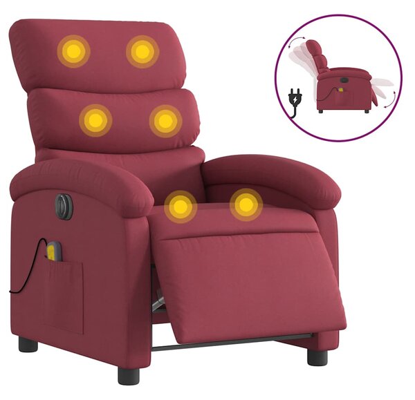 Elektrické masážní polohovací křeslo vínové textil 3203969
