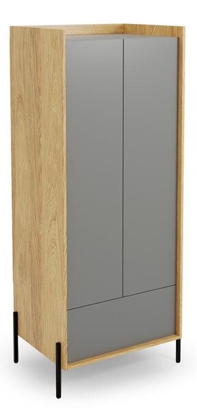 Šatníková skříň Mozelle 2D1 (hikor + tmavě šedá)