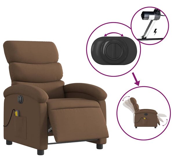 Elektrické masážní polohovací křeslo hnědé textil 3203970