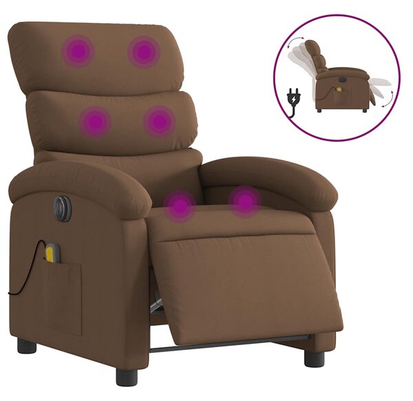 Elektrické masážní polohovací křeslo hnědé textil 3203970