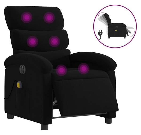 Elektrické masážní polohovací křeslo černé textil 3203968
