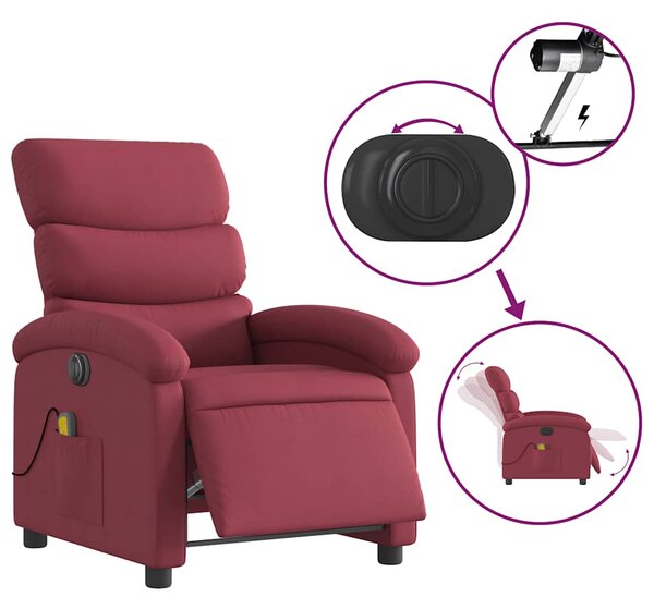Elektrické masážní polohovací křeslo vínové textil 3203969