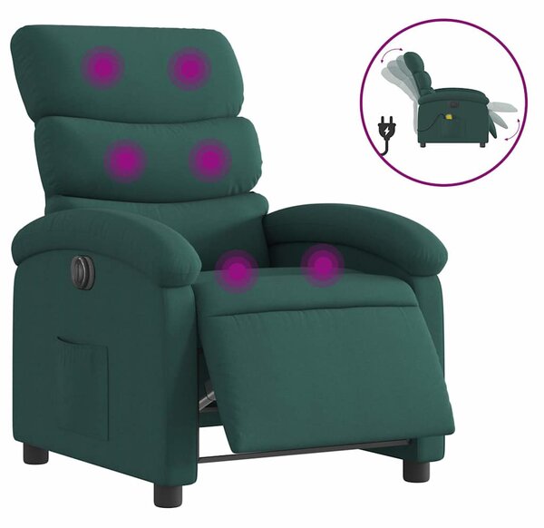 Elektrické masážní polohovací křeslo tmavě zelené textil 3203972