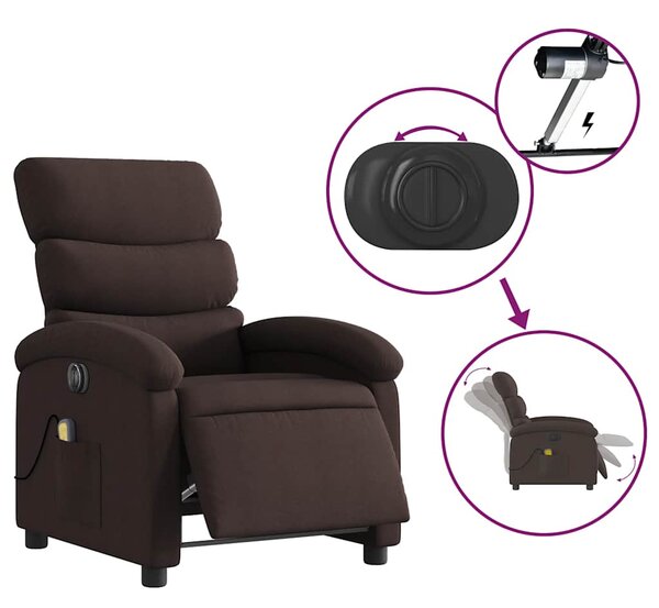 Elektrické masážní polohovací křeslo tmavě hnědé textil 3203971