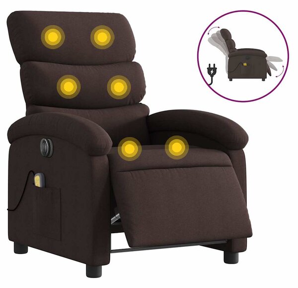 Elektrické masážní polohovací křeslo tmavě hnědé textil 3203971