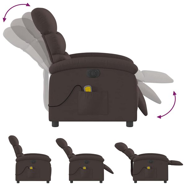Elektrické masážní polohovací křeslo tmavě hnědé textil 3203971