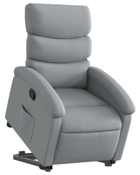 Zvedací polohovací křeslo světle šedé textil 3203978
