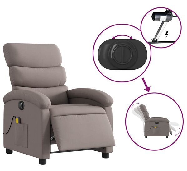 Elektrické masážní polohovací křeslo taupe textil 3203974
