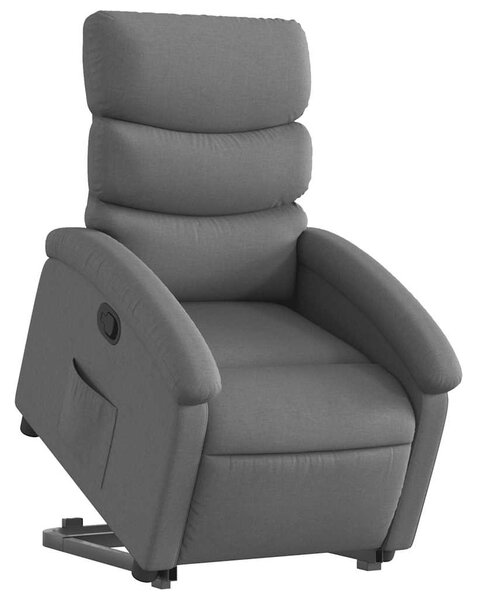 Zvedací polohovací křeslo tmavě šedé textil 3203979