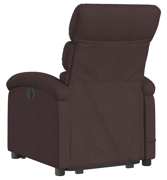 Zvedací masážní polohovací křeslo tmavě hnědé textil 3203995