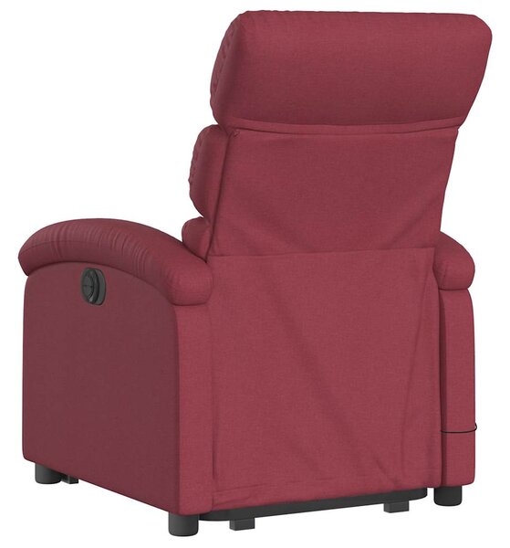 Zvedací masážní polohovací křeslo vínové textil 3203993