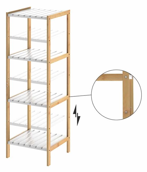 Casaria Bambusový regál 4 police bílé 110 x 33 x 33 cm 107920