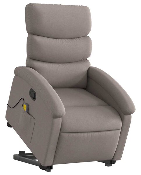 Zvedací masážní polohovací křeslo taupe textil 3203998