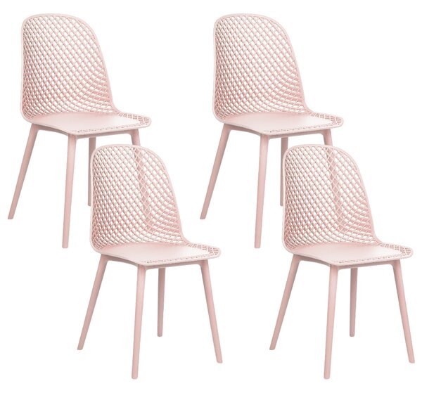 Sada 4 jídelních židlí růžové EMORY