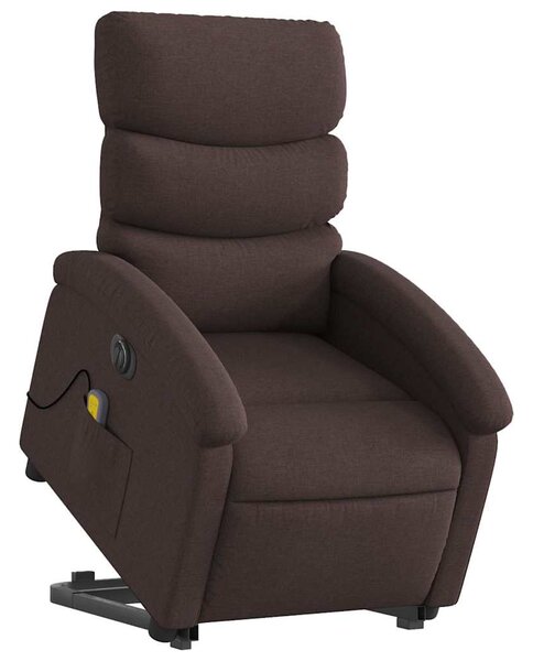 Elektrické zvedací masážní polohovací křeslo tmavě hnědé textil 3204019