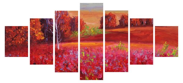 Obraz červené krajiny (210x100 cm)