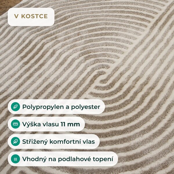 Angel Carpet, Kusový koberec Zafiro 19 Gold, 60x110, žlutá, kancelář