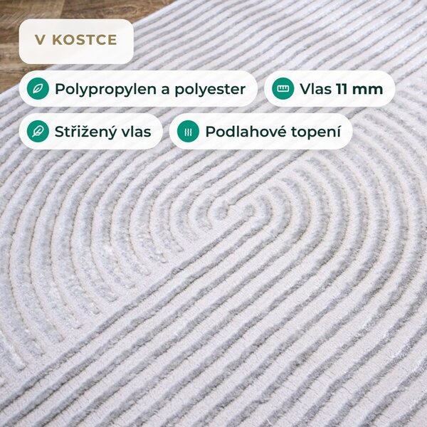 Angel Carpet, Kusový koberec Zafiro 19 Grey, 60x110, šedá, kancelář